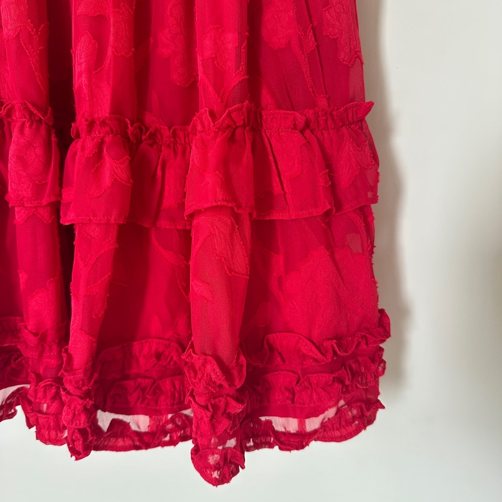 Lulu's Red Ruffle Mini Dress - Picture 4 of 5